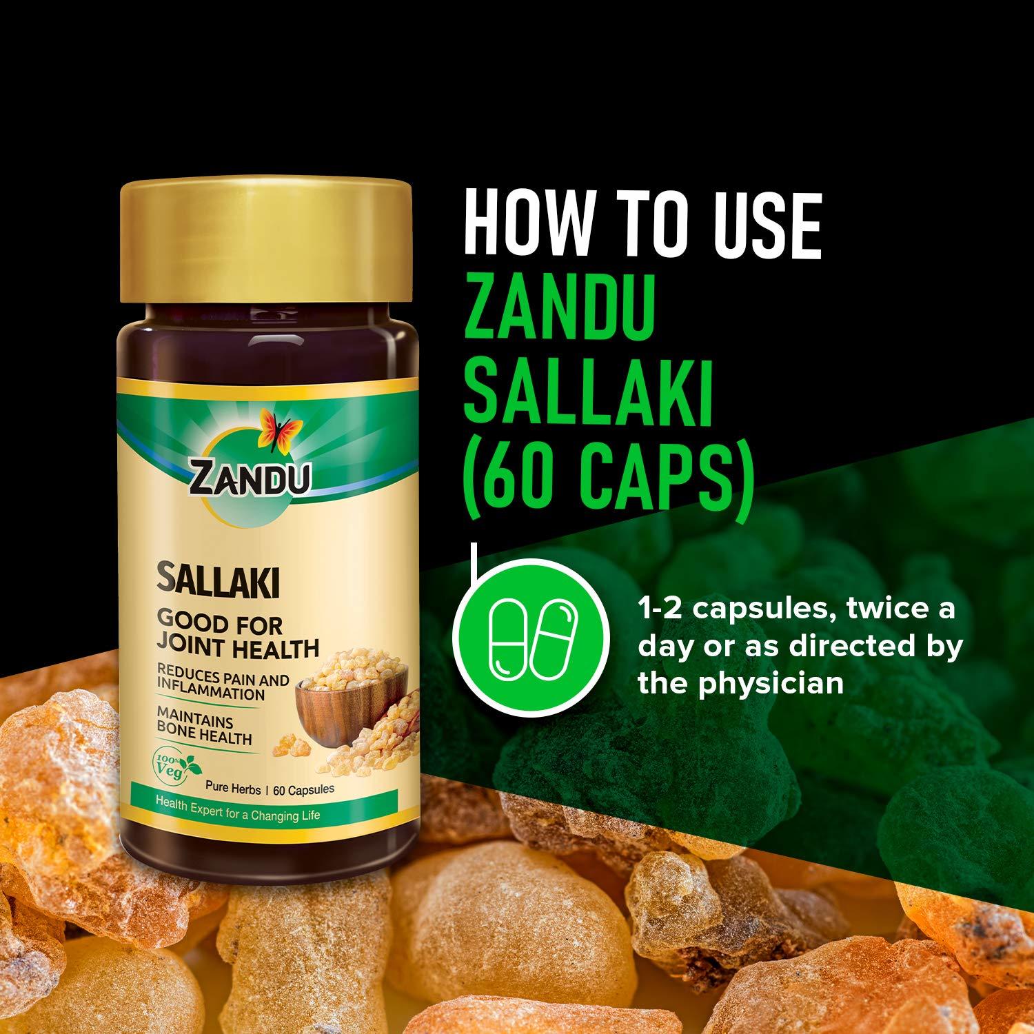 Zandu Sallaki Capsules, Helpful For Joint Pain Wellness - 60 Veg Capsules