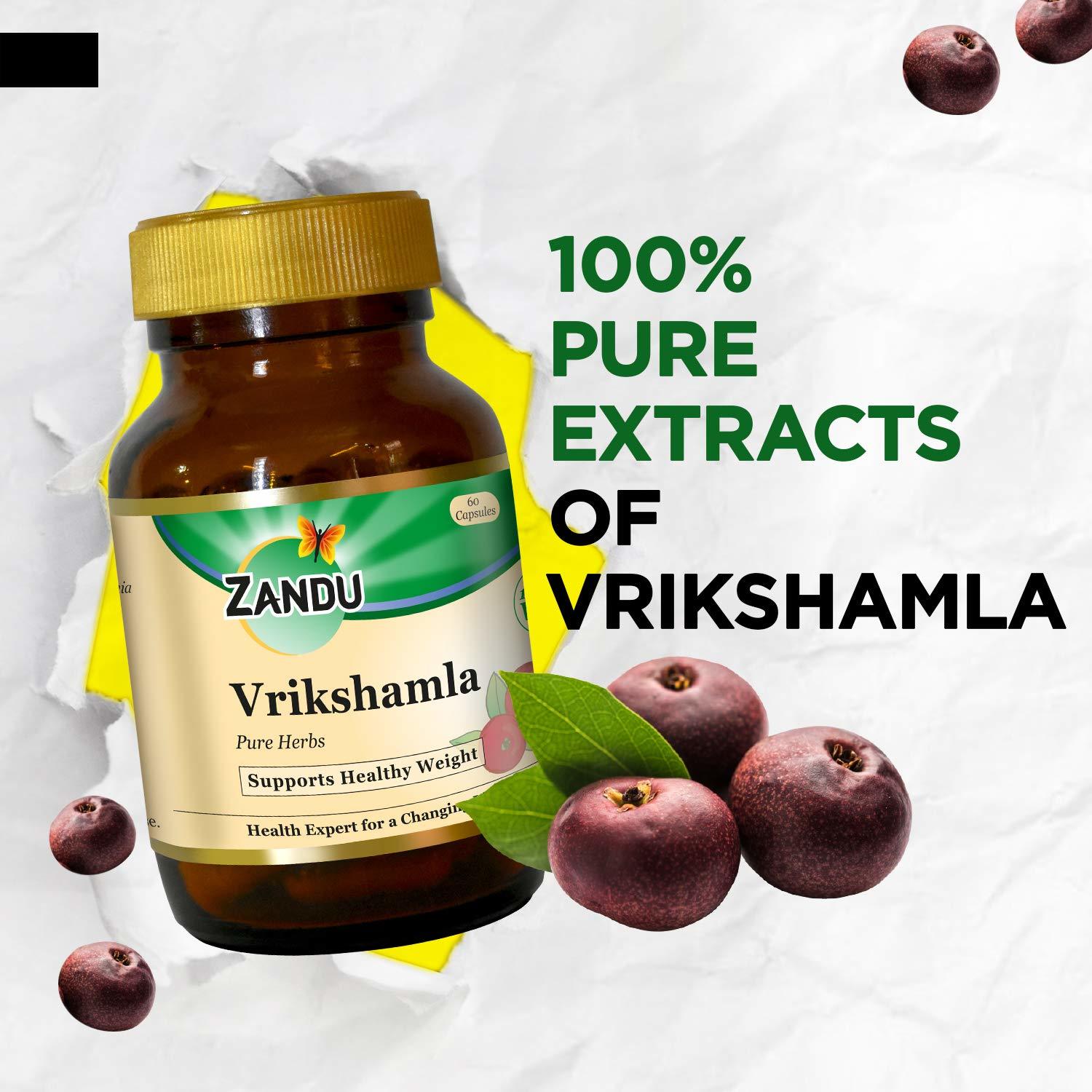 Zandu Vrikshamla Herbs (Garcinia Indica), Natural Fat Burner And Keto Weight Loss Supplement - 60 Veg Capsules