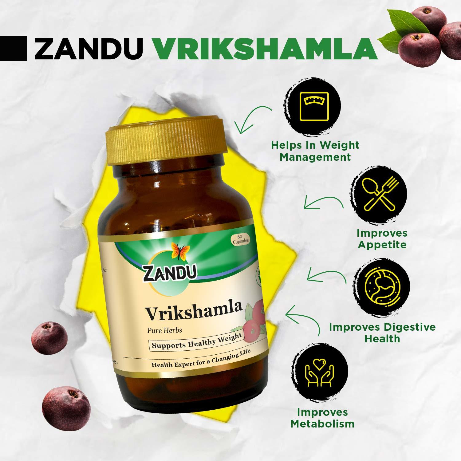 Zandu Vrikshamla Herbs (Garcinia Indica), Natural Fat Burner And Keto Weight Loss Supplement - 60 Veg Capsules