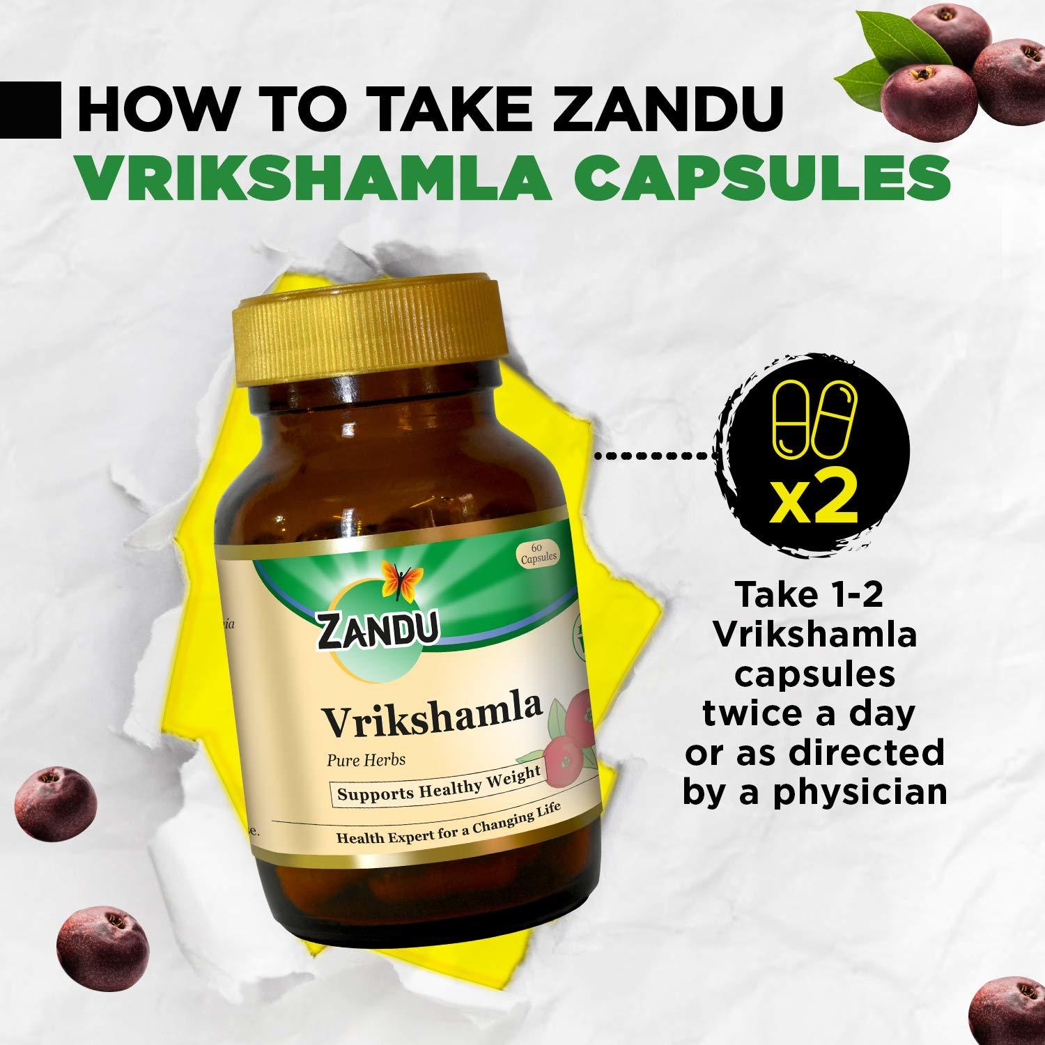 Zandu Vrikshamla Herbs (Garcinia Indica), Natural Fat Burner And Keto Weight Loss Supplement - 60 Veg Capsules