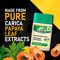 Zandu Papaya Leaf Extract - Helpful For Blood Platelets Count (Pack Of 20tablets)