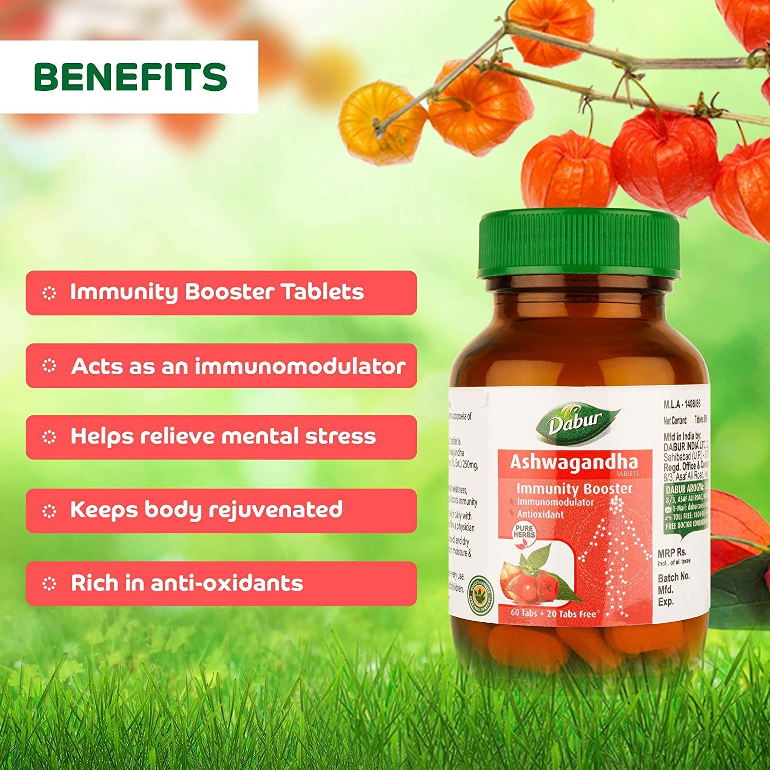 Dabur Ashwagandha Tablet - Immunity Booster / Rich In Anti Oxidants - 60 Tablets