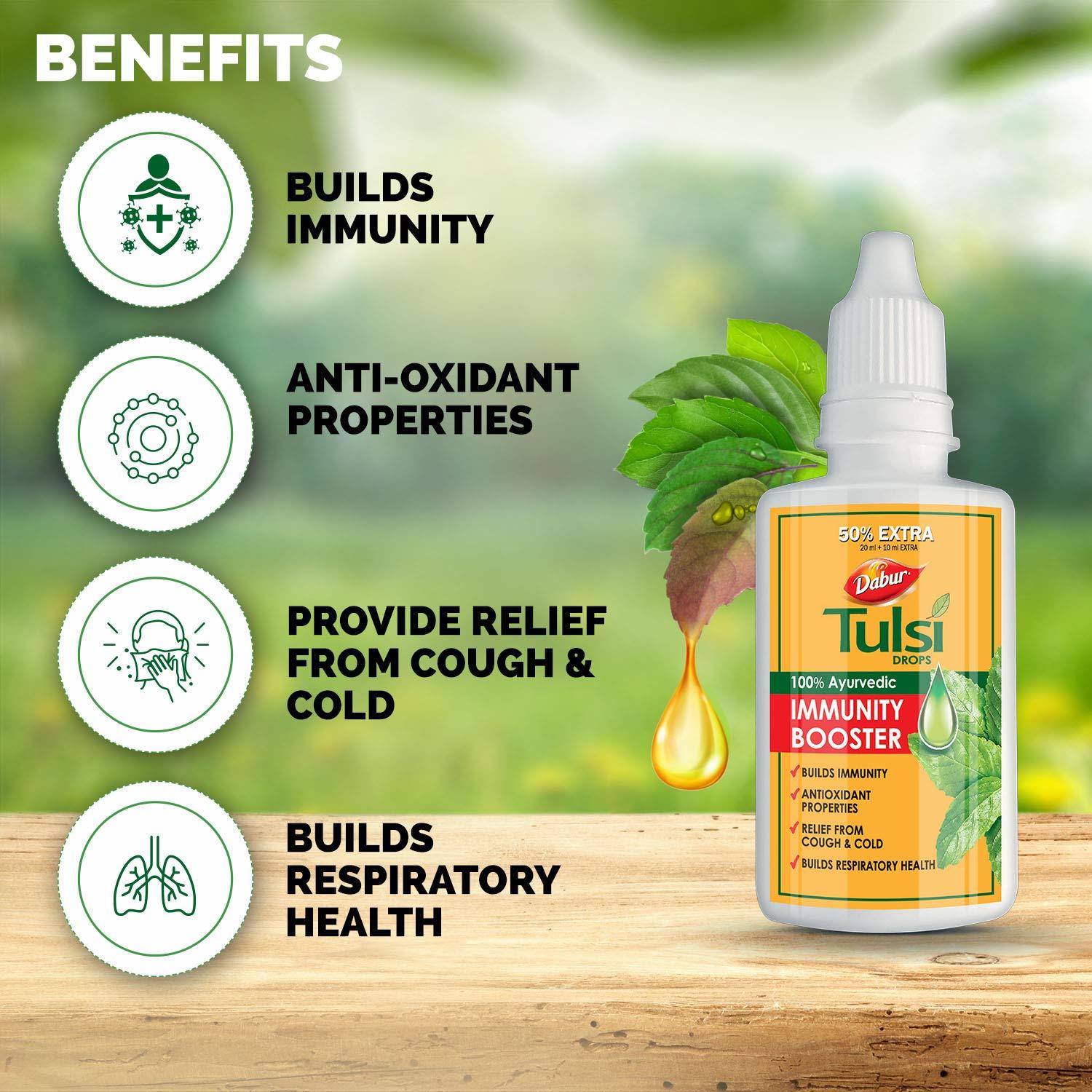 Dabur Tulsi Drops Immunity Booster - 90ml (Pack Of 3)