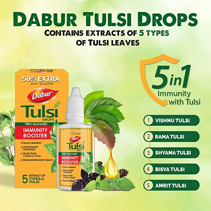 Dabur Tulsi Drops Immunity Booster - 90ml (Pack Of 3)