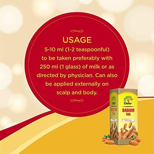 Dabur Badam Tail : 100% Pure / Sweet Almond Oil / Rich In Vitamin -e For Healthy Skin , Hair And Body -50ml
