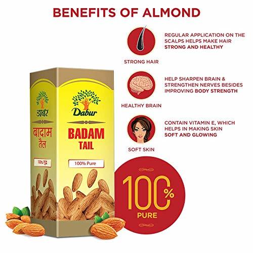 Dabur Badam Tail : 100% Pure / Sweet Almond Oil / Rich In Vitamin -e For Healthy Skin , Hair And Body -50ml