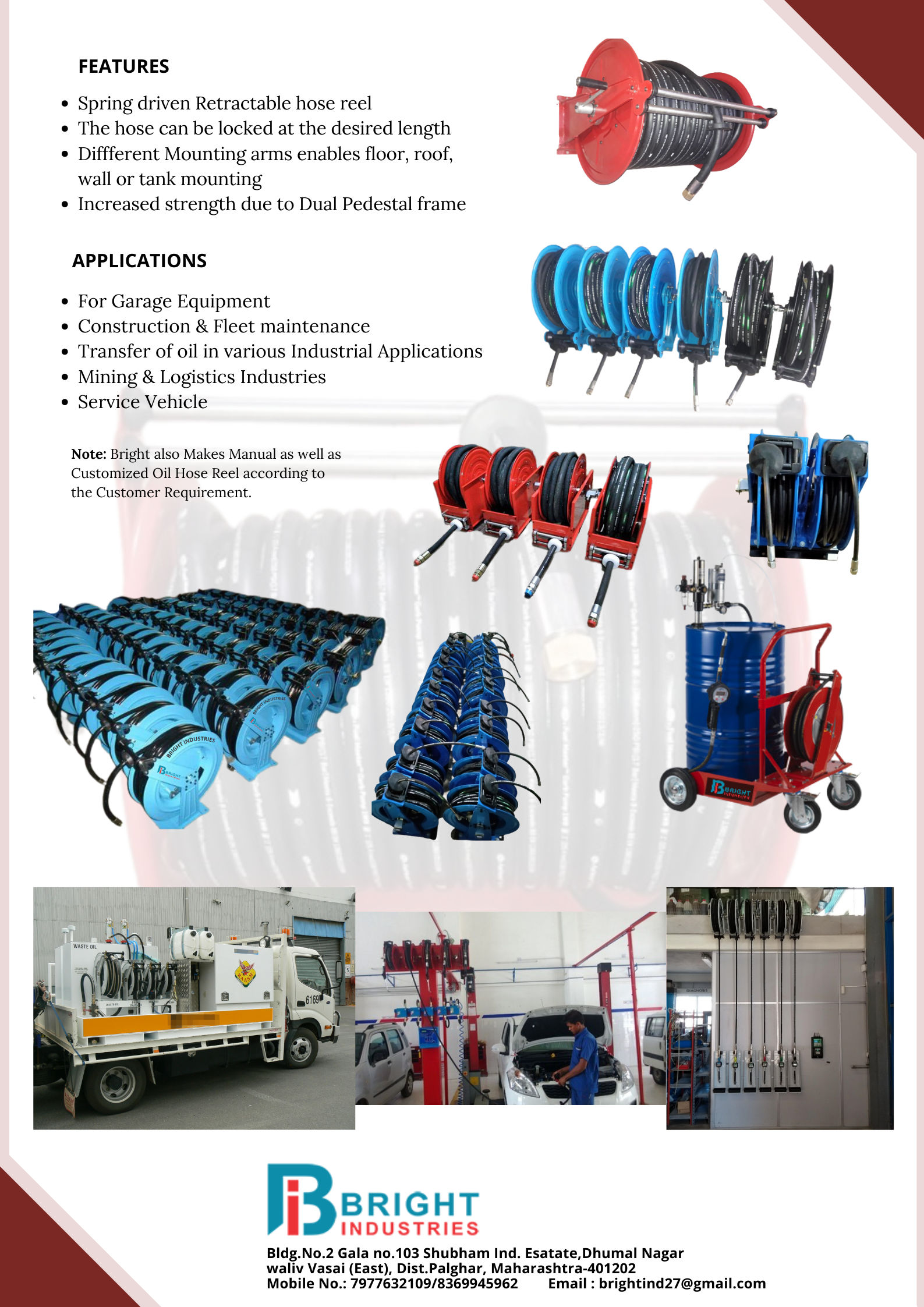 Auto Rewind Oil hose reel