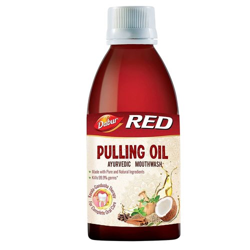 Dabur Red Pulling Oil : Ayurvedic Mouthwash - Kavala Gandusha Therapy / Oral Detox For Teeth And Gums