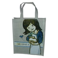 PP Laminated Jute Shopping Bag With Jute Handle & 4 Color Screen Print