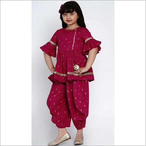 Kids Fancy Peplum Top With Dhoti