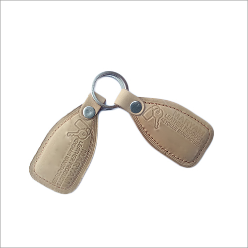 Beige Leather Keychains