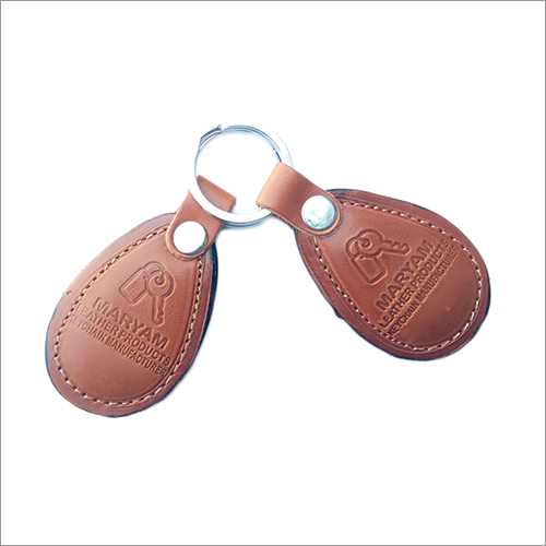 Tan Leather Printed Keychains