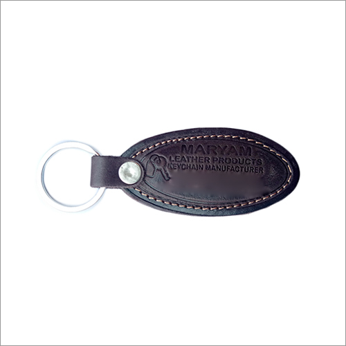 ML-FO-002 Dark Brown Leather Keychains - Leather Material, 4mm Foam Inner, 24mm Ring, 10mm Flat Rivet, Beige Nylon Stitch | Custom Handcrafted for Corporate Gifts, Employee Engagement