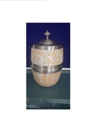 Heavy Brass Mother Of Pearl Pewter European Cremation Urn