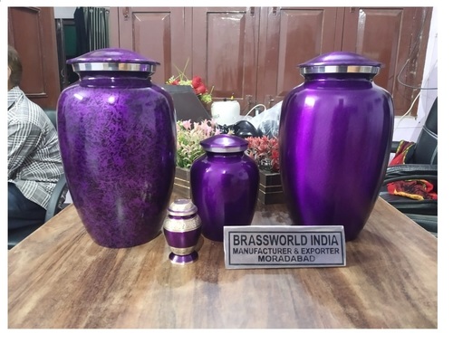 Aluminium Antique Shining Purple Urn Funeral Supplies
