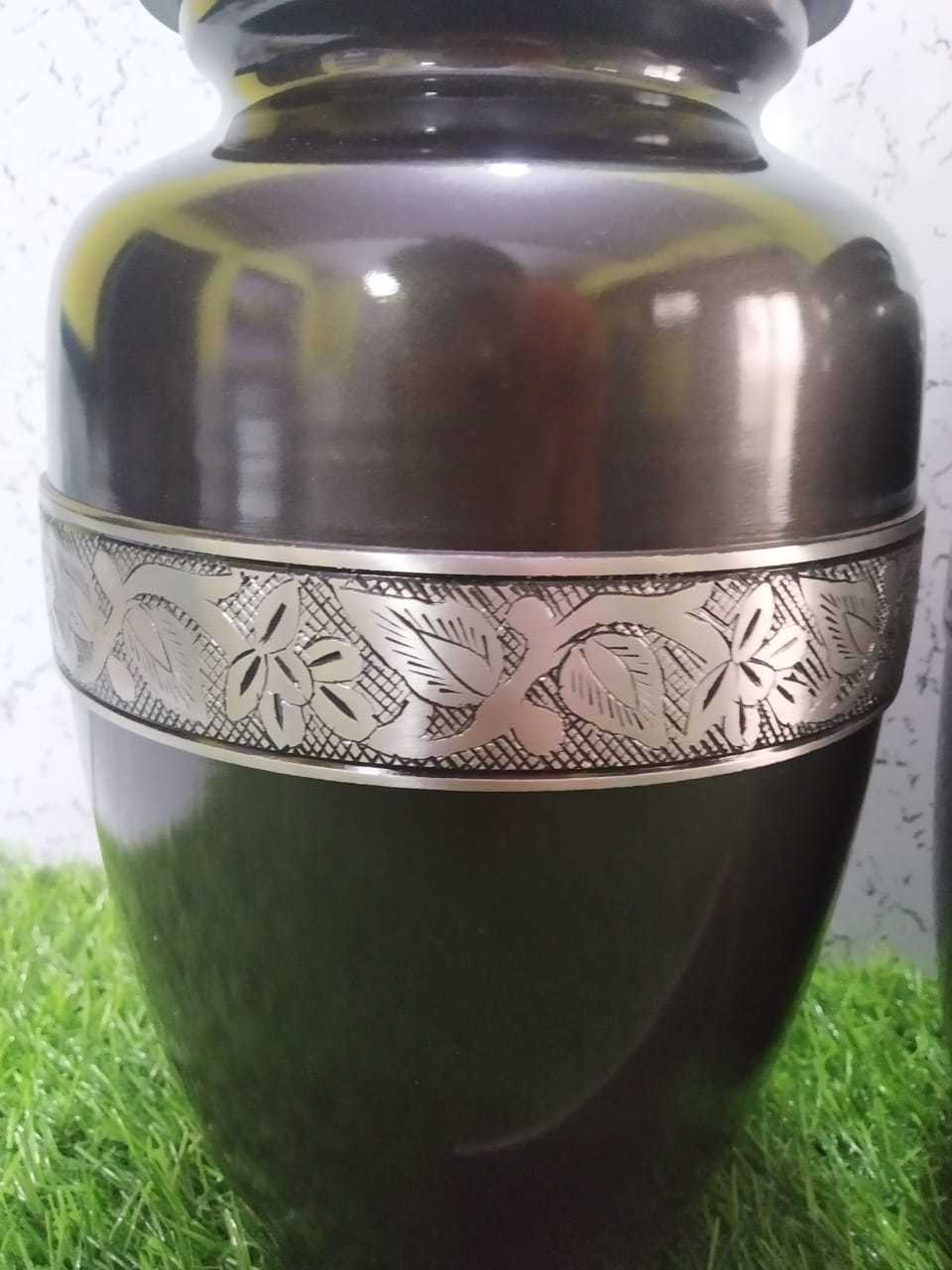 Aluminium Black With Silver Engraved For Human Ashes Funeral Supplies