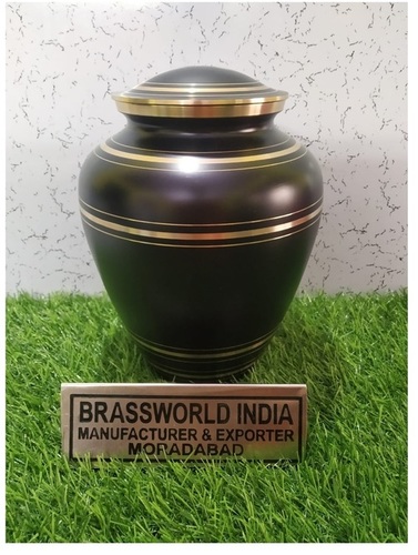 Brass Extra Large With Golden Line Engraved Cremation Urn Funeral Supplies