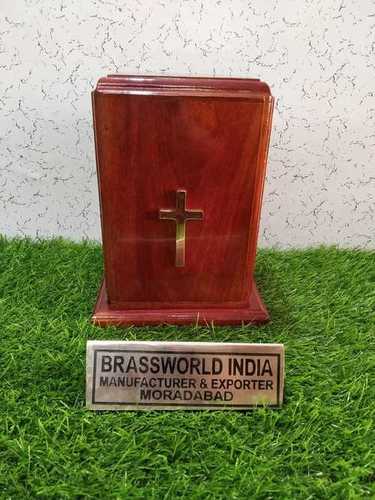Wood Large Box Wood Polishing Shining With Cross Urn Funeral Supplies