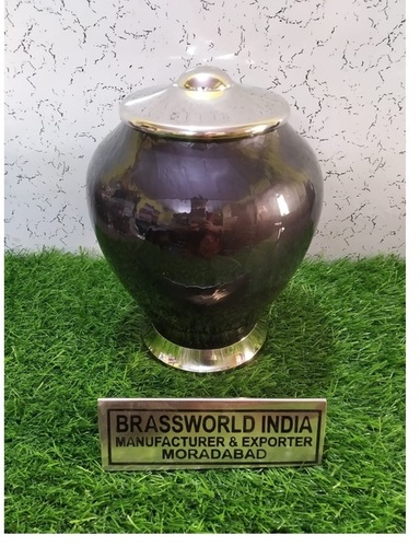 Brass Black With Silver Engraved Large Cremation Urn Funeral Supplies