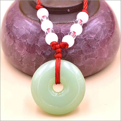 Antique Jadeite Jade Green Donut Pendant