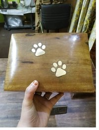 WOODEN PET URN WITH PET PAW FUNERAL SUPPLIES