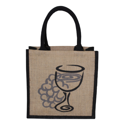 PP Laminated Jute Tote Bag With Two Color Logo Print