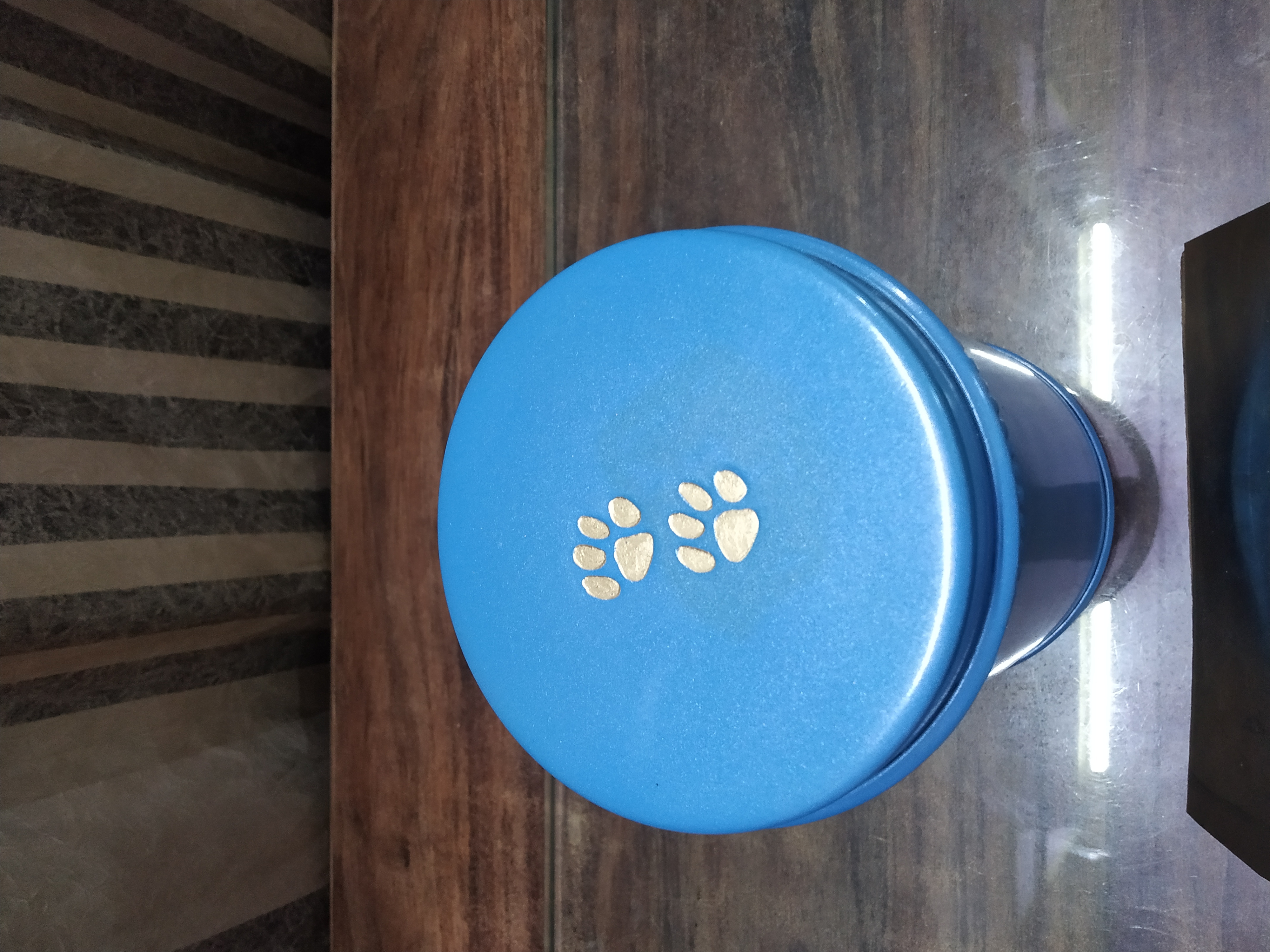 Brass Blue Colour Pet Paw Urn Funeral Supplies