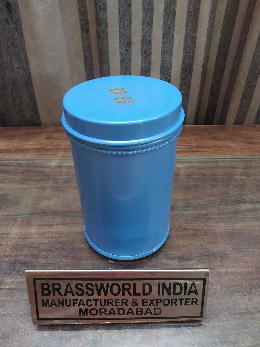 Brass Blue Colour Pet Paw Urn Funeral Supplies