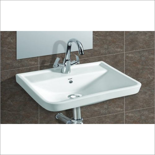 Dovel Ceramic Wash Basin - Wall Mounted, Rectangular Shape, Scratch and Chemical Resistant, Elegant White Finish