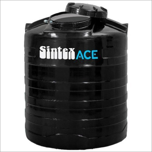 Sintex ACE Black Triple Layered Plastic Water Storage Tank - 1000 Litre Capacity, Cylindrical Shape, Durable PVC Material