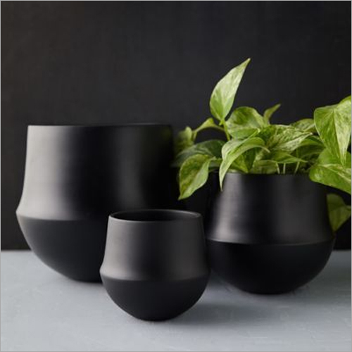 Black Ceramic Flower Pot