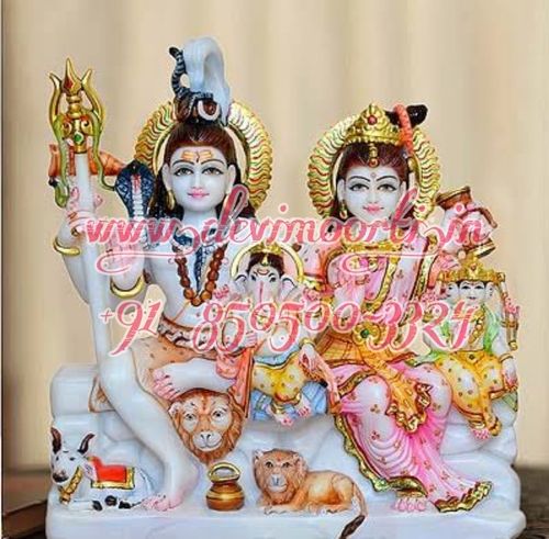 Beautiful Marble Shiv Parivaar Statue 