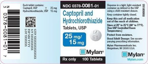 Captopril and Hydrochlorothiazide Tablets