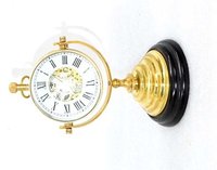 Handmade Vintage Collectible Brass Mechanical Table Clock - 10x10x19 Cm, Shiny Brass Polish Finish, Unisex Design