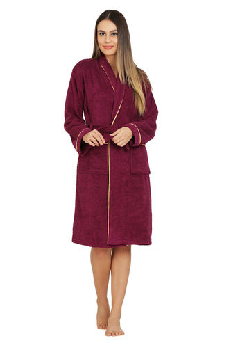 Divine Overseas Cotton Bathrobe - XL Size, Wine Color, Ultra Soft Terry Fabric | 2 Pockets, Comfortable Touch, Unisex Design