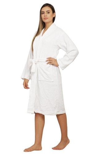 Divine Overseas Cotton Bathrobe - XL Size, Ivory White Color | Ultra Soft Terry Fabric, Unisex with 2 Pockets