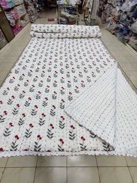 Hand Block Floral Printed Kantha Quilt