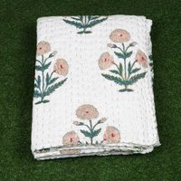 Hand Block Floral Printed Kantha Quilt