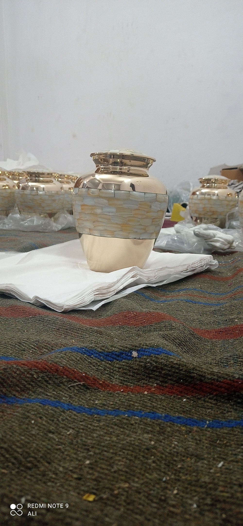 Brass Huge Mother Of Pearl Cremation Urn Funeral Supplies