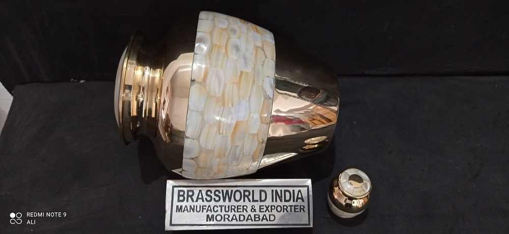 Brass Huge Mother Of Pearl Cremation Urn Funeral Supplies