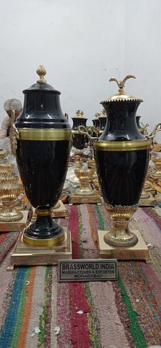 Brass Pair Of Black Very Large Cremation Urn Funeral Supplies