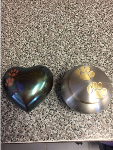 Brass Green Heart Keepsake Pet Paw Urn Funeral Supplies