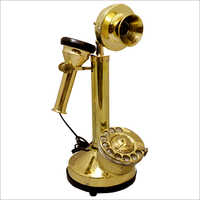 Metal Full Brass Antique Landline Phone - 13x5x6 Inches | Durable Polished Golden Finish