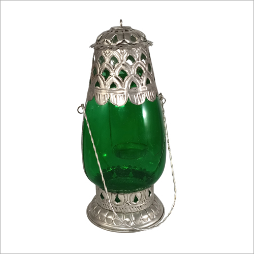 Green Glass Lantern Size: 4 X 4 X 11