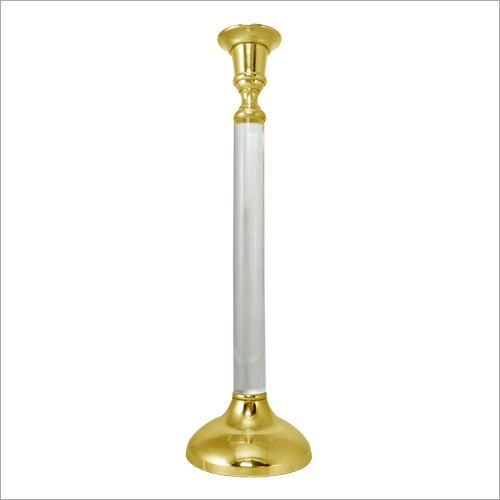 Single Candle Stand - Acrylic and Aluminum, Size Options: 3.5x3.5x10, 3.5x3.5x12, 3.5x3.5x14 Inches | Polished Gold Finish, Ideal for Home Decoration and Gifts