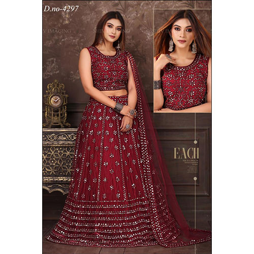 Wine Coloured Soft Butter Fly Net with Heavy Sequence Embroidery Work Woman  Designer Party wear Lehenga Choli with Dupatta Set !! – Royskart