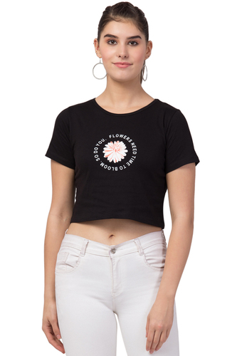 Ladies Flower Crop T-shirt for Girls & Women