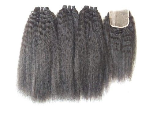 Steam Kinky Straight Hair with Matching Lace closure 4x4 best hair