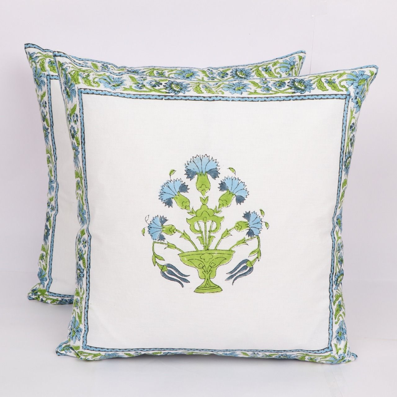 Floral Block Printed Cotton Cushion Cover