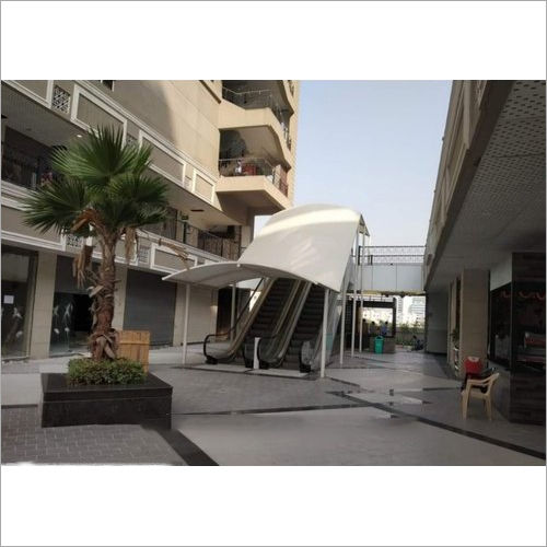 White Modular Escalator Tensile Canopy - Material: Steel